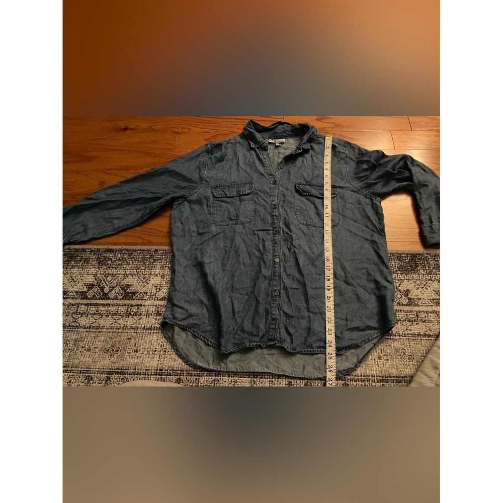 Western & Orchard Blue 100% Tencel Denim Button Down Roll Tab Shirt Large - Picture 6 of 9